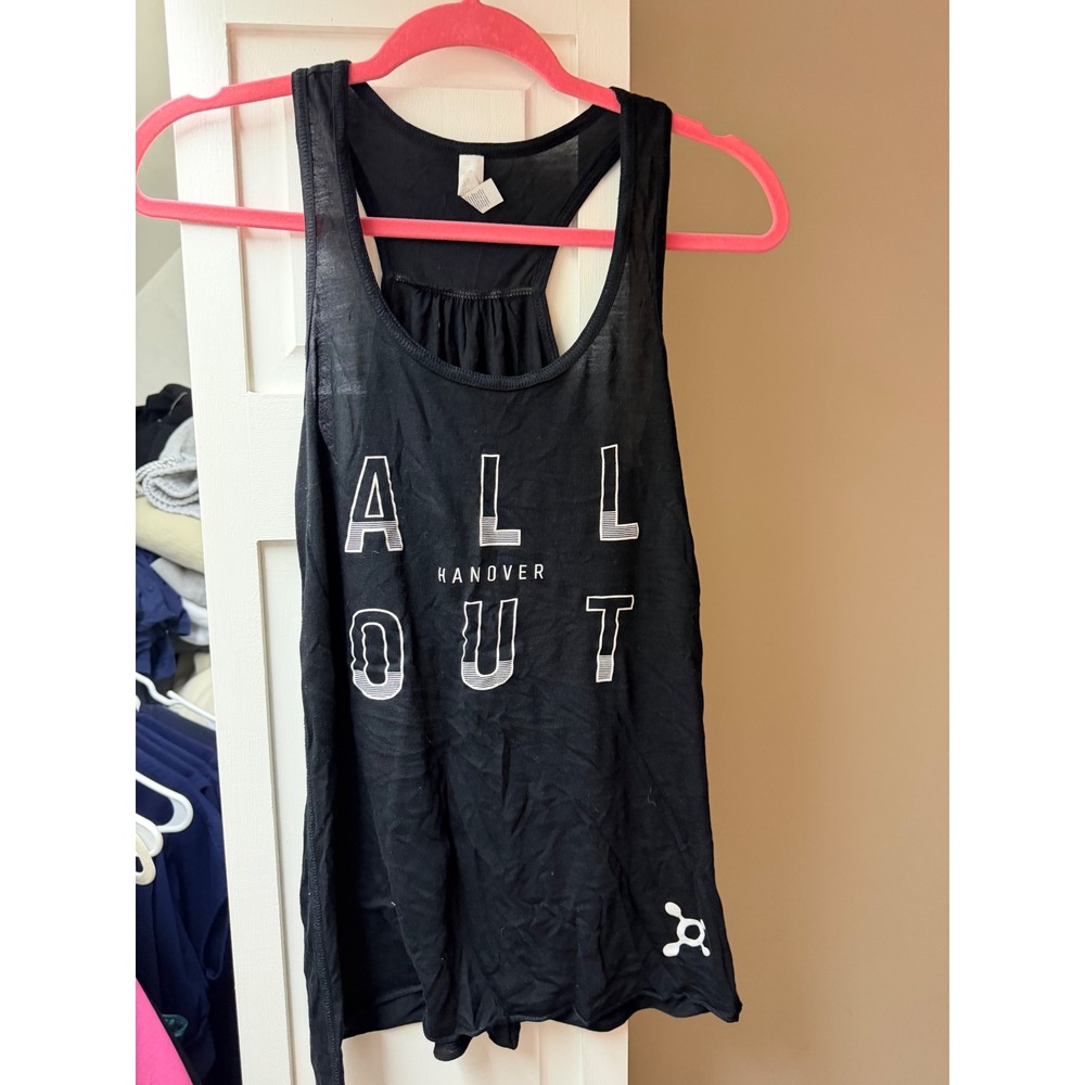 Orangetheory Fitness All Out Racerback Tank Top Black Graphic Workout Shirt